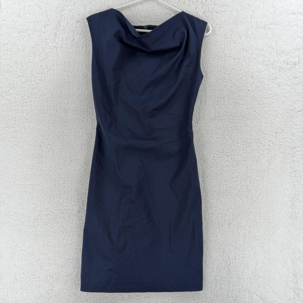 Armani Exchange‎ Dress Womens 2 Blue Cowl Neck Sheath Sleeveless Office Workwear